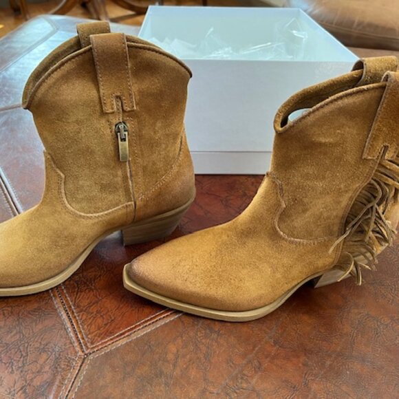 Sundance NEW Dove Canyon Short Fringe Leather Cognac Boots size 38 or US size 8 - Picture 10 of 10